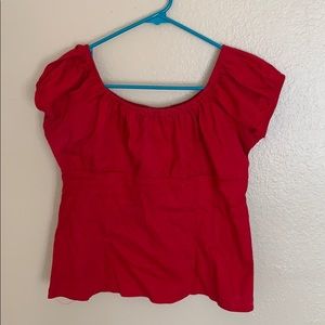 Pinup girl clothing red peasant top